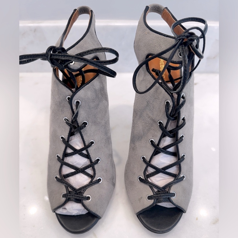 Rebecca Minkoff Gray Lace-Up Peep Toe Boots
